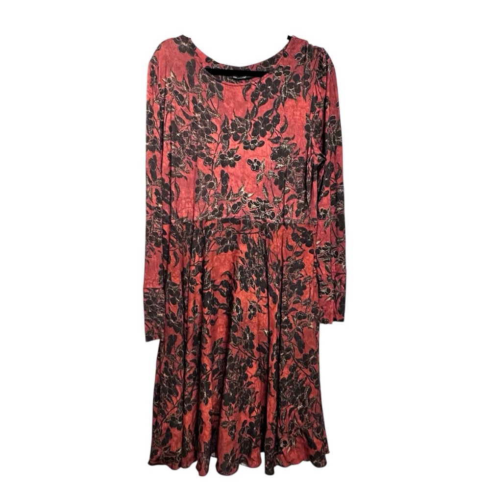 Peruvian Connection Finley Floral Fit & Flare‎ Dress in Red/Black XL NWT